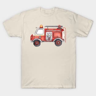 Fire Truck Watercolor T-Shirt